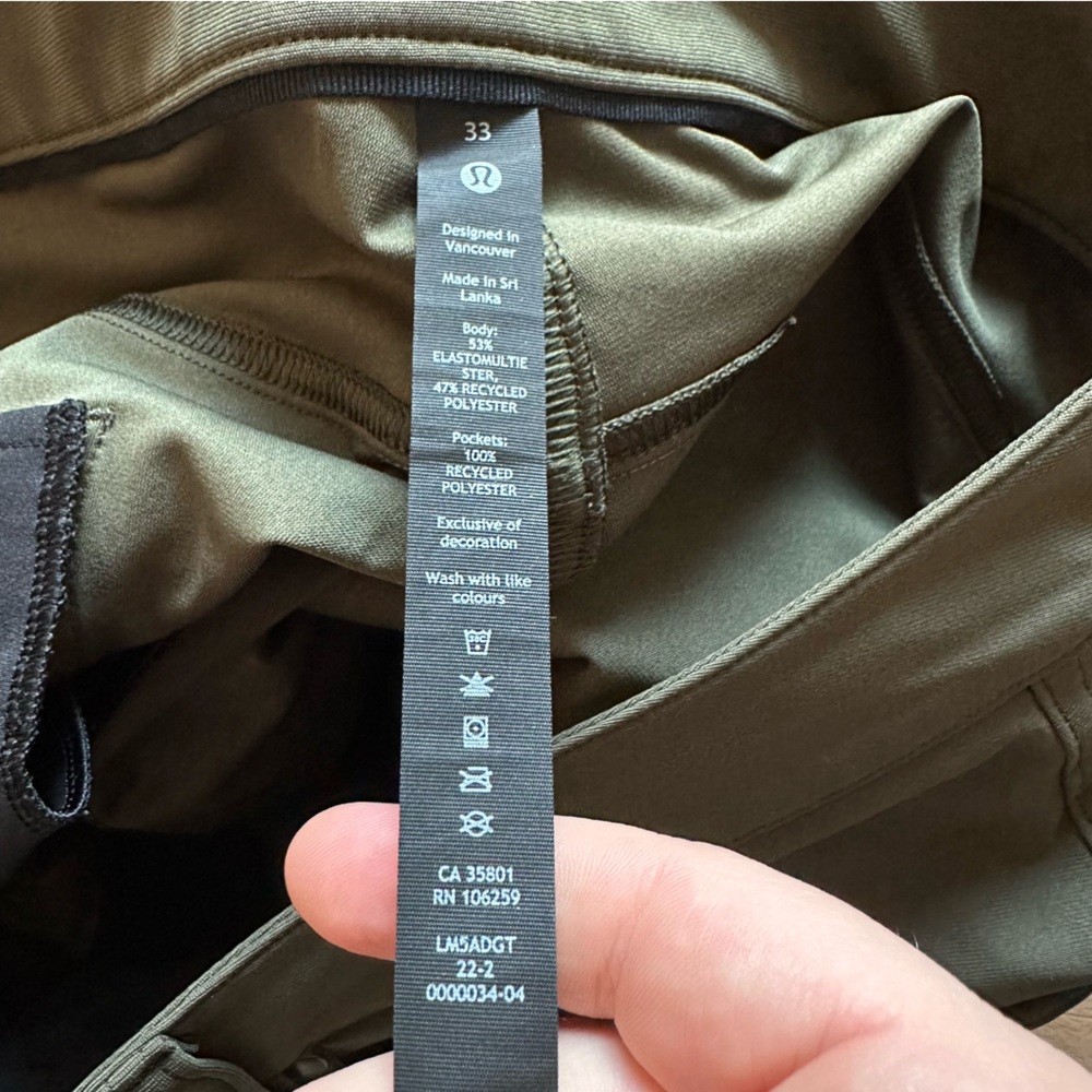 Lululemon ABC Classic Fit Five Pocket Warpstreme Chinos Dress Pants 33x32 - Picture 4 of 12